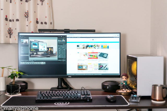 エルゴトロンLXはウルトラワイドモニターもしっかり保持できるモニター