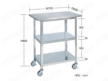 ステンレス 一人用作業台 高さ 790mm・860mm | サカエ | MISUMI(ミスミ)