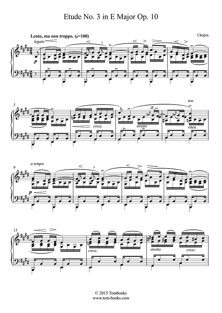 練習曲 ホ長調 Op. 10-3「別れの曲」 (ショパン) - ピアノ 楽譜