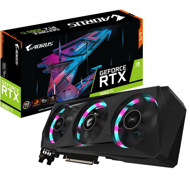 Видеокарта GIGABYTE AORUS GeForce RTX 3060 Ti ELITE 8G rev. 2.0