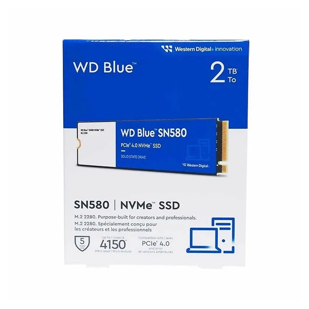 SSD диск WD Blue SN580 2TB M.2 2280 NVME PCI Express 4.0 x4