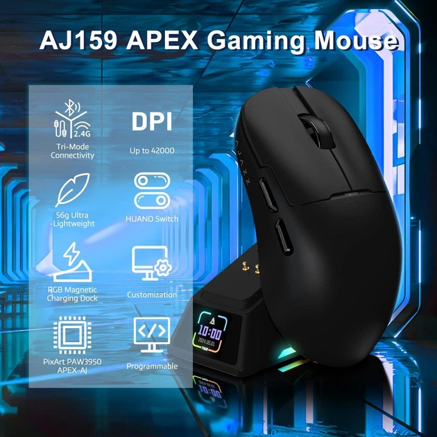 Беспроводная игровая мышь AJAZZ AJ159 APEX 8K, зарядная док