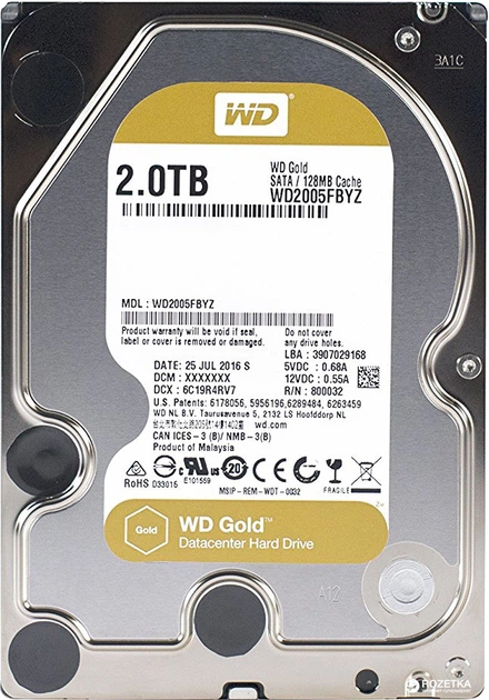 Жорсткий диск Western Digital Gold 2TB 7200rpm 128MB WD2005FBYZ