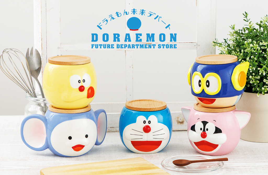 ドラえもん、コロ助、パーマン1号、チンプイ、ポコニャンの陶器小物