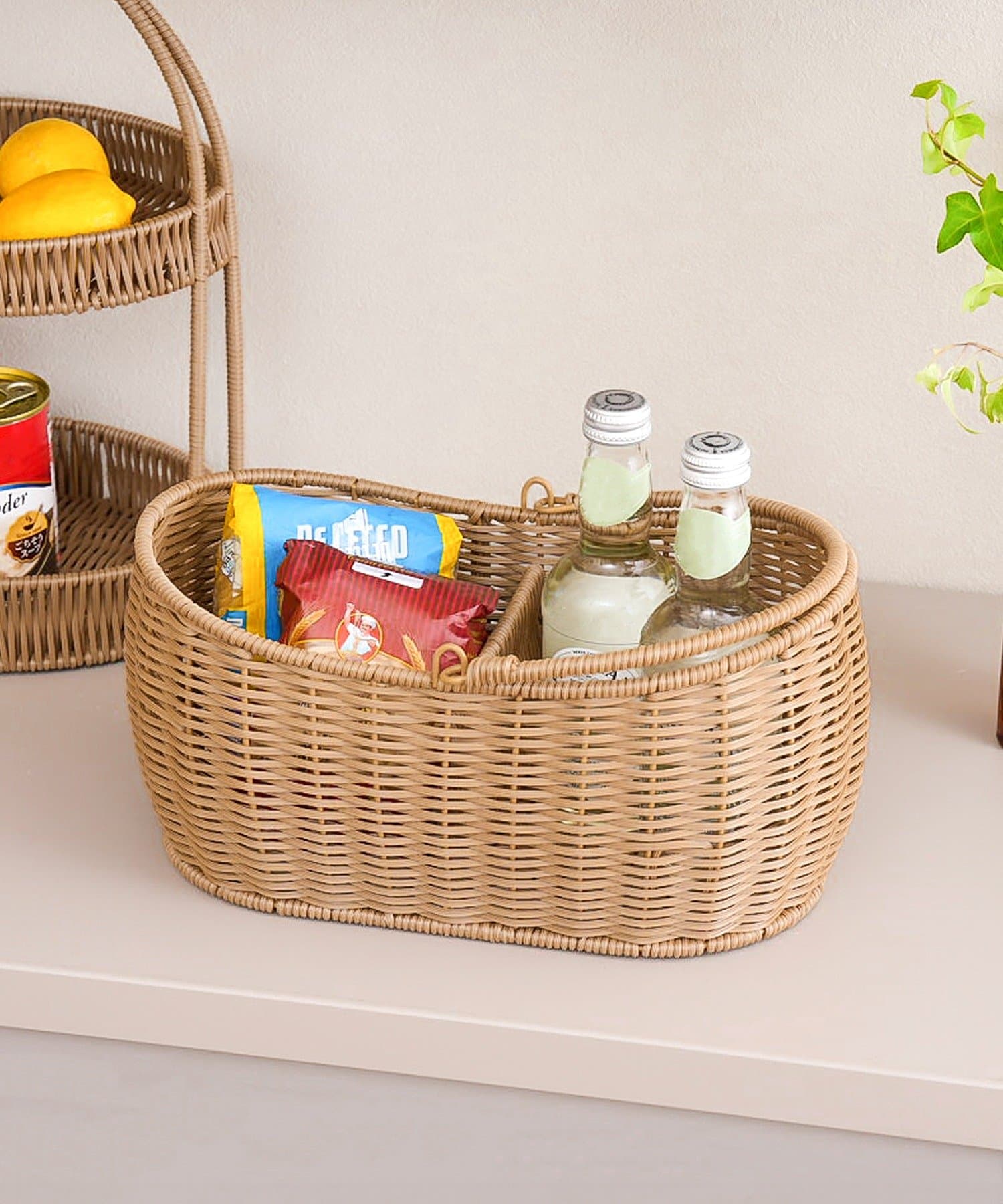 水洗い》PPラタン仕切りバスケット／KITINTO | 3COINS(スリーコインズ