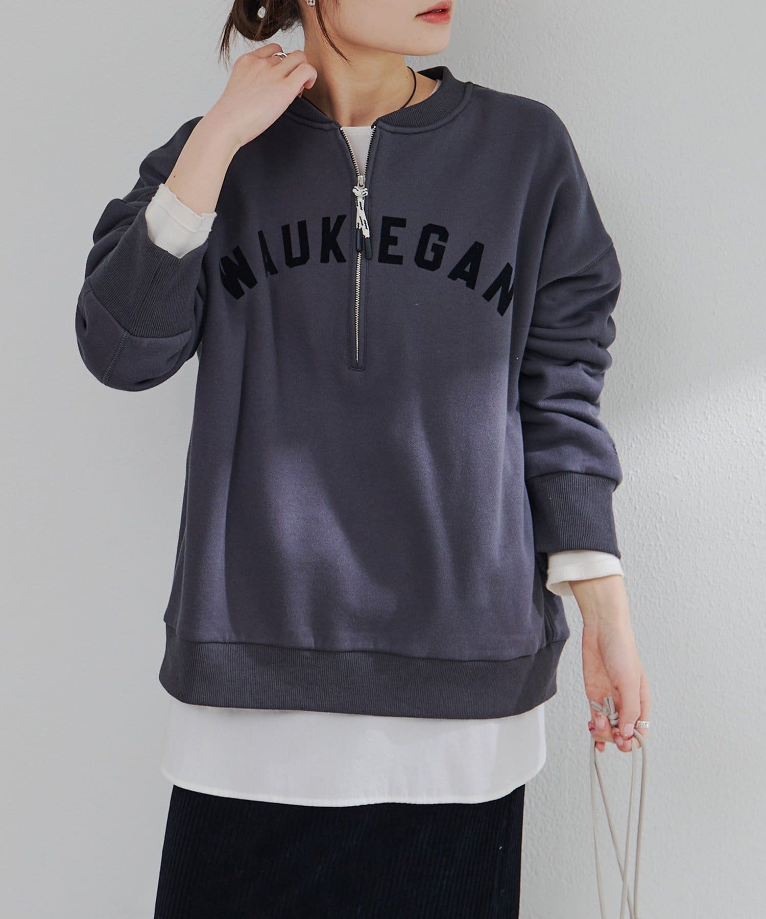 フロッキープリントハーフジップ裏起毛スウェット | PUAL CE CIN