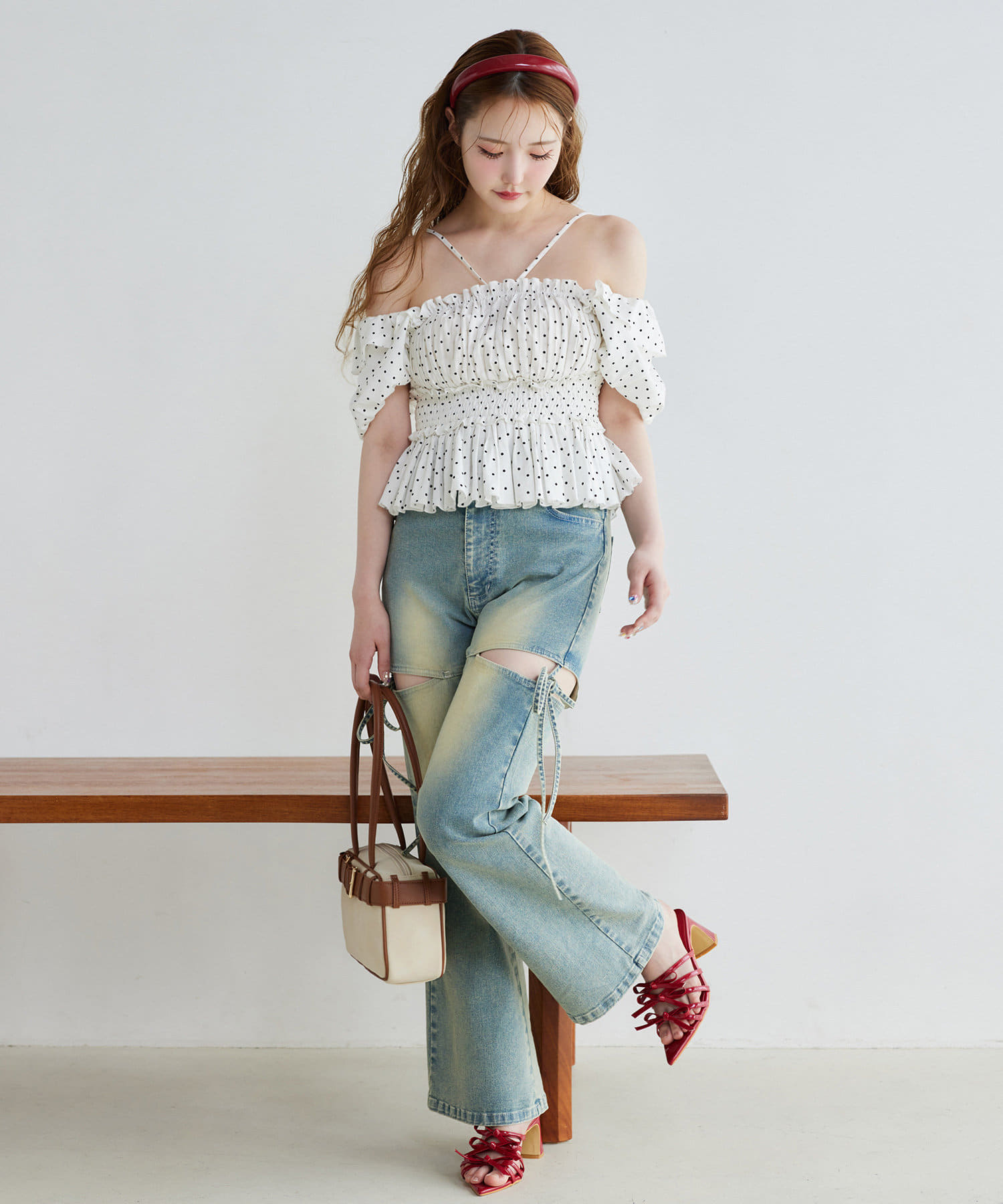 サイドあき美脚ストレッチデニム | one after another NICE CLAUP(ワン