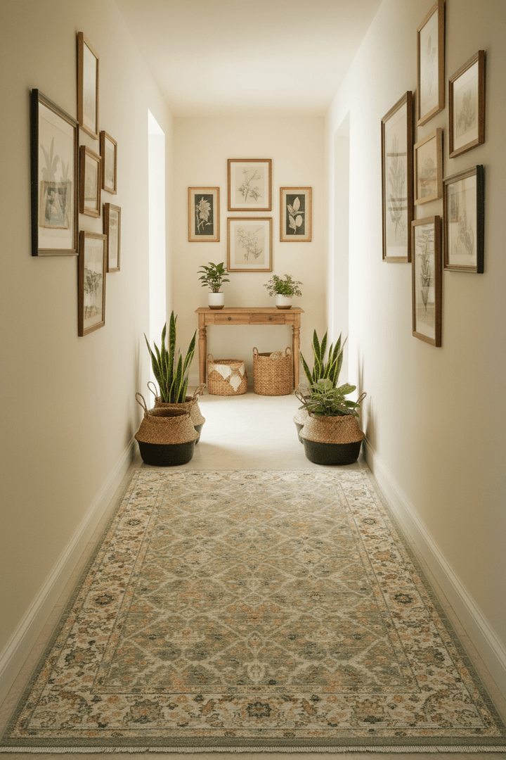 Cool Halı Zaraf 301 Krem Yeşil Vintage Halı | Cool Halı