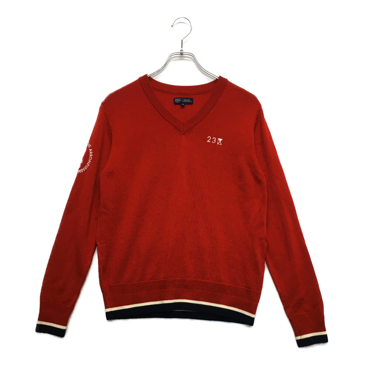 中古 レディース 23区ゴルフ 23区GOLF セーター 2(L) 赤 レッド 長袖V