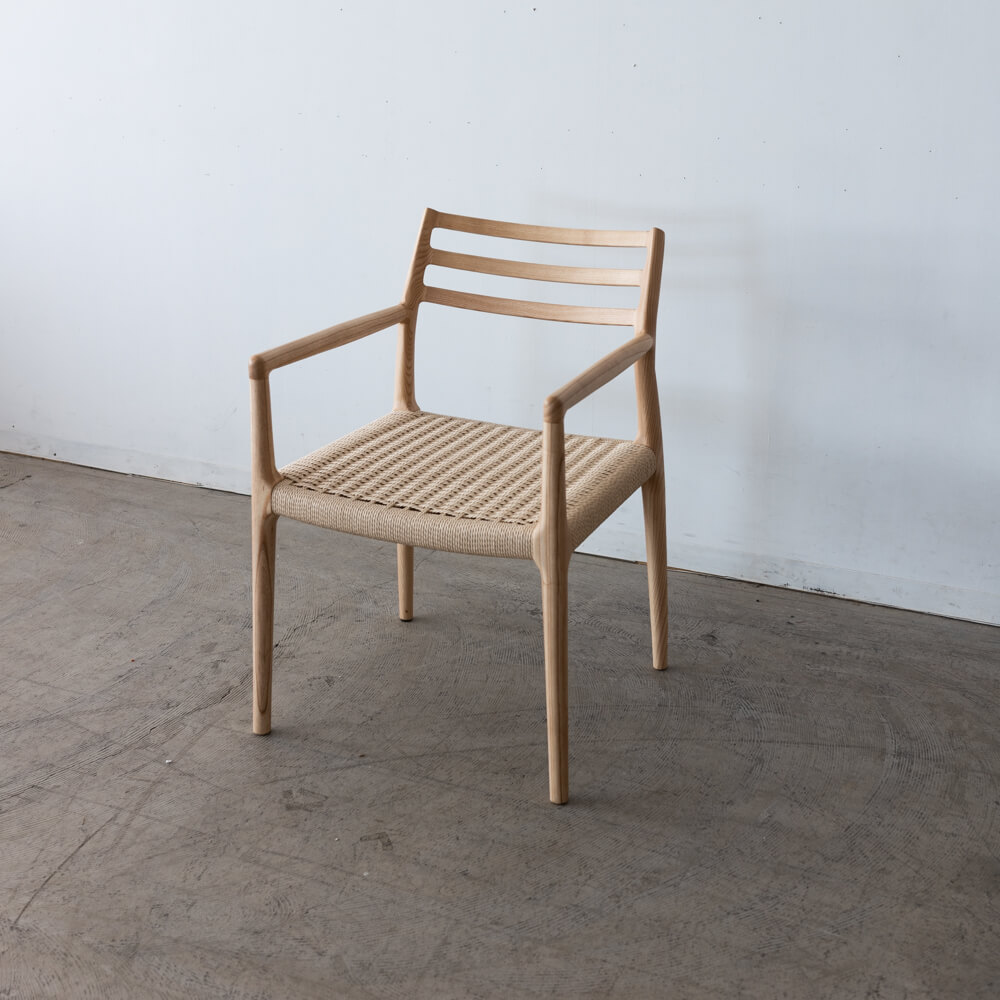 新品］アームチェア アッシュ材 / ウレタン塗装 ペーパーコード F7