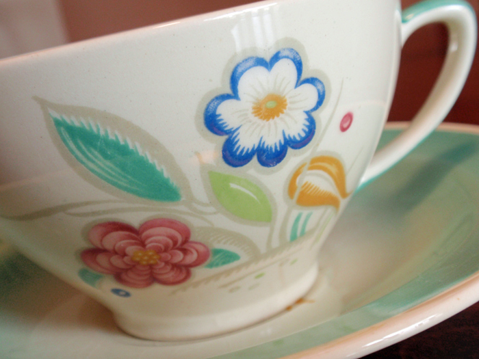 スージー・クーパー カップ＆ソーサー 【ノーズゲイ グリーン