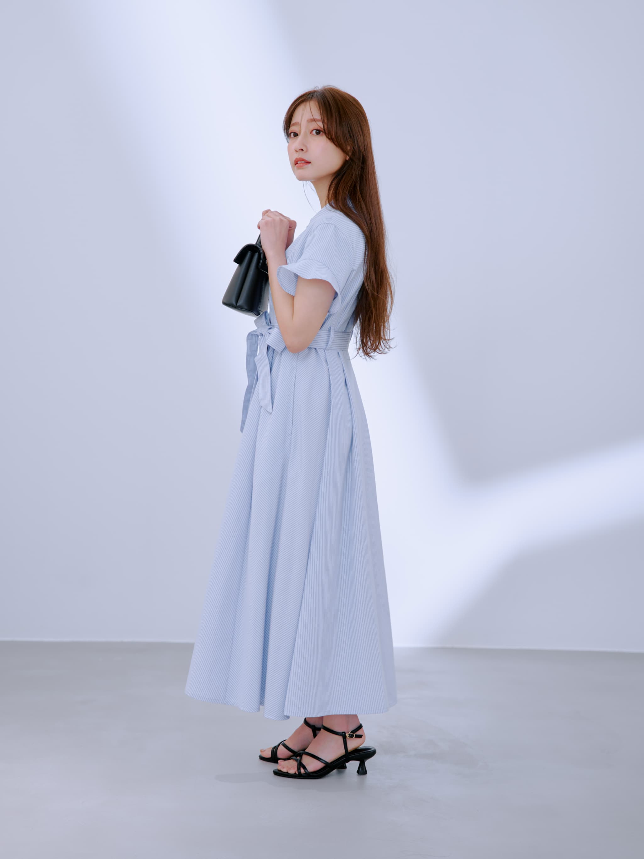 ストライプカシュクールタックワンピース-short & regular | 小柄・低