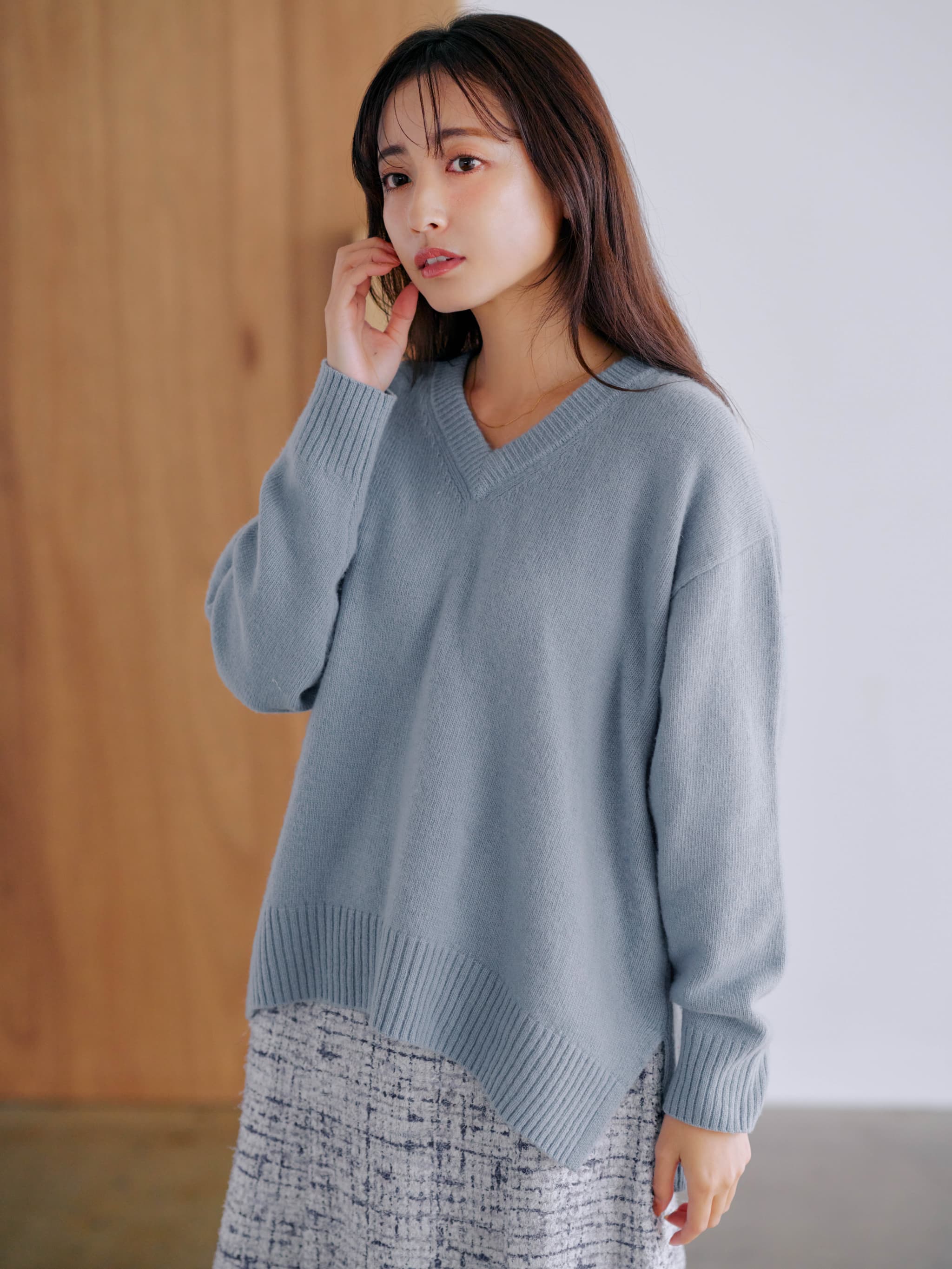 ウールカシミヤVネックニット | 小柄・低身長女性向けファッション通販