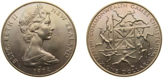 1974 1 Dollar - Elizabeth II (2nd Portrait; Commonwealth Games