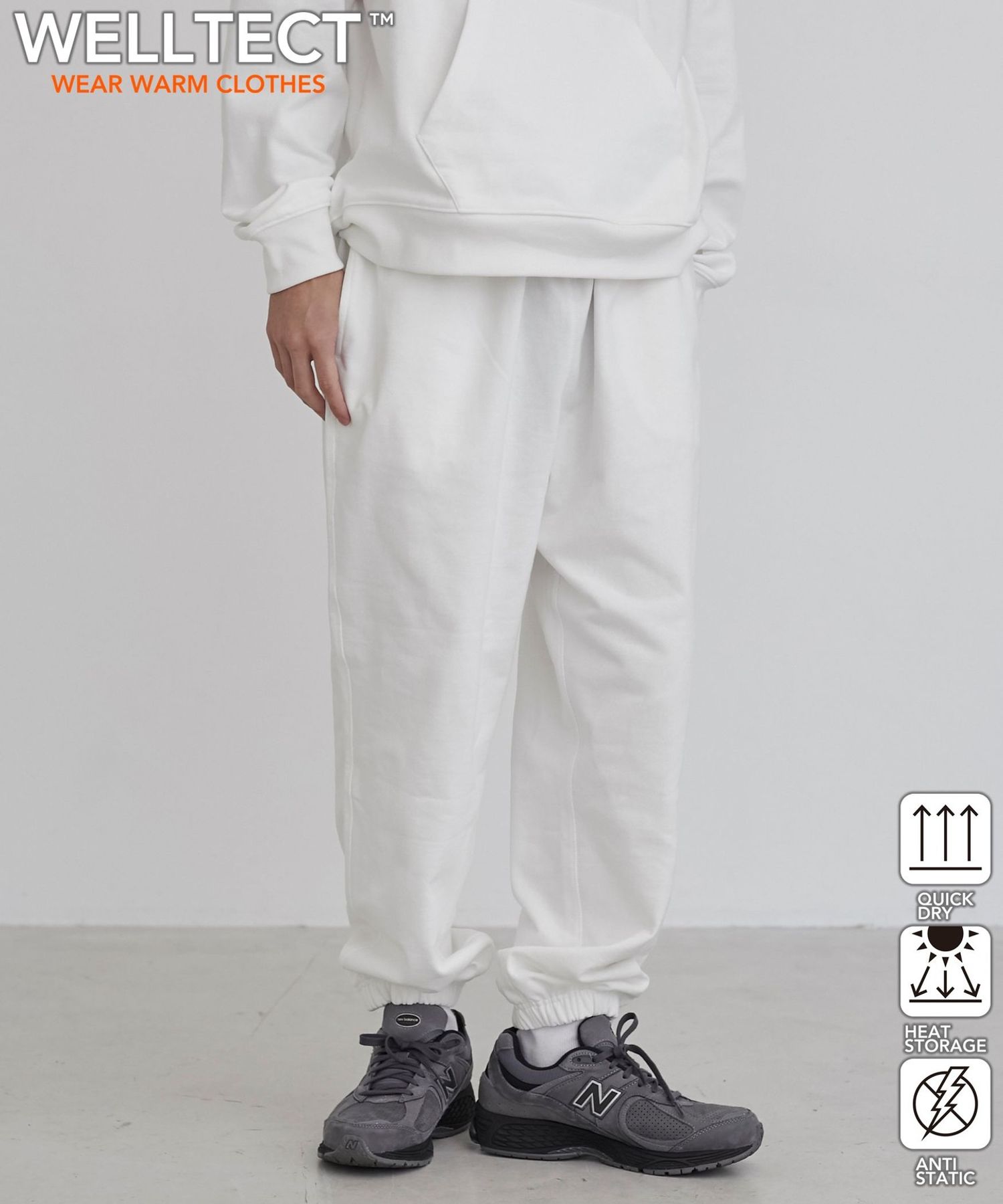 WELLTECT】ワンポイントロゴ刺繍スウェットパンツ