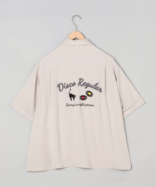 Sarry Cat刺繍レーヨンシャツ（ナチュラル）