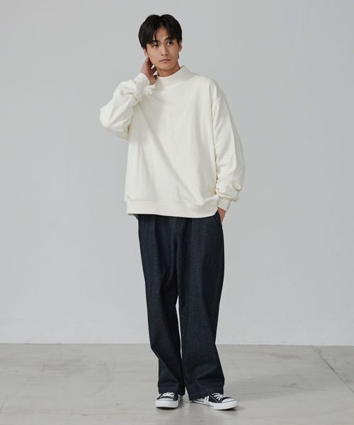 ルーズシルエットモックネック裏毛スウェット