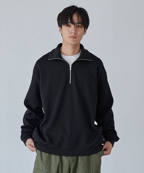 RIB TECHシリーズ】Wフェイスハーフジップスウェット