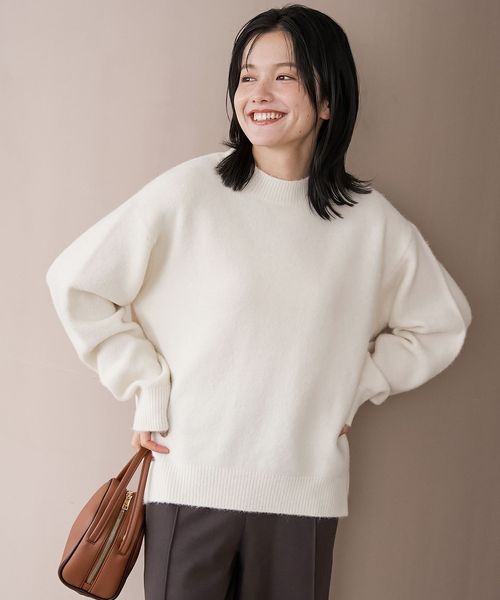 フラッフィーモックネック ウォッシャブルニット（WEB限定カラーあり）