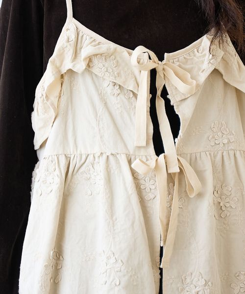 3Dフラワー刺繍 コーデュロイキャミソール【インフルエンサー紹介