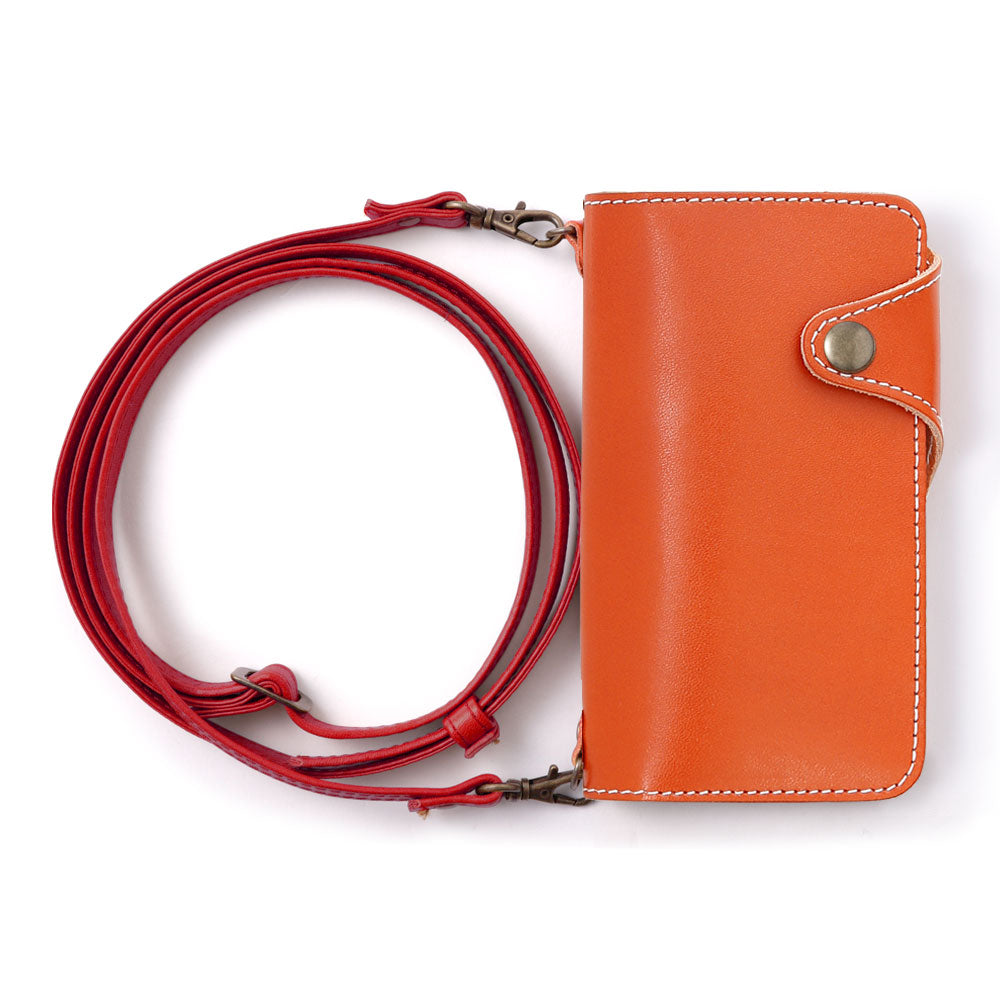 本革 栃木レザー カード収納 ショルダーストラップ付き 手帳型ケース
