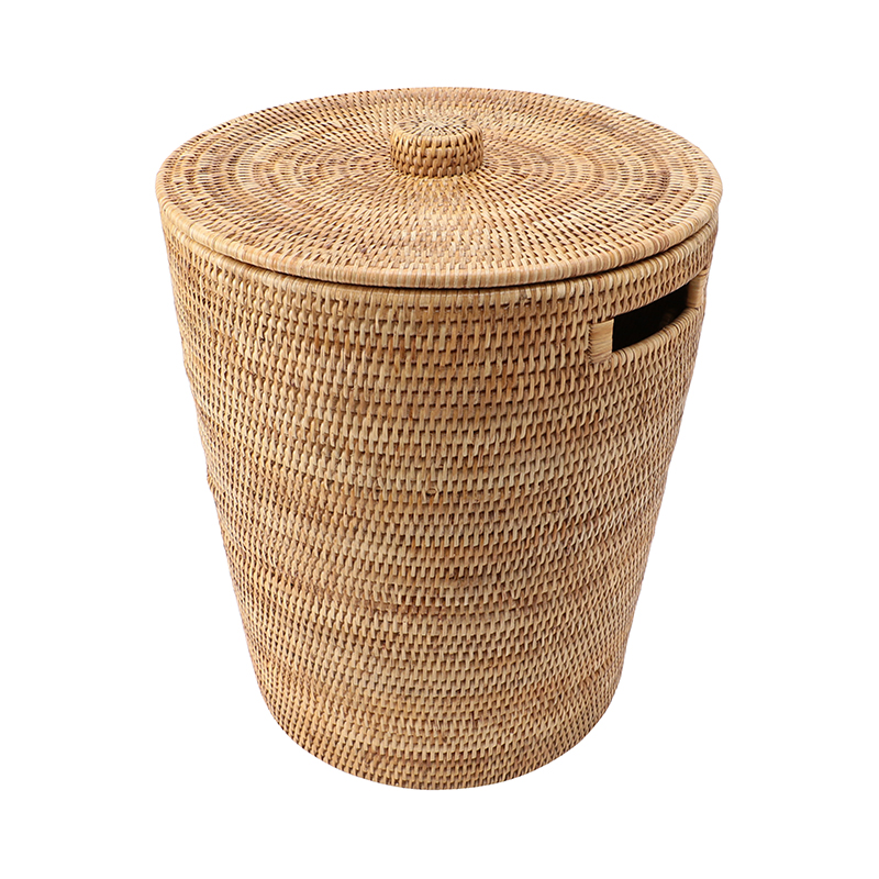 BAOLGI（バオルジィ）ランドリー バスケット ウィズ リッド ナチュラル