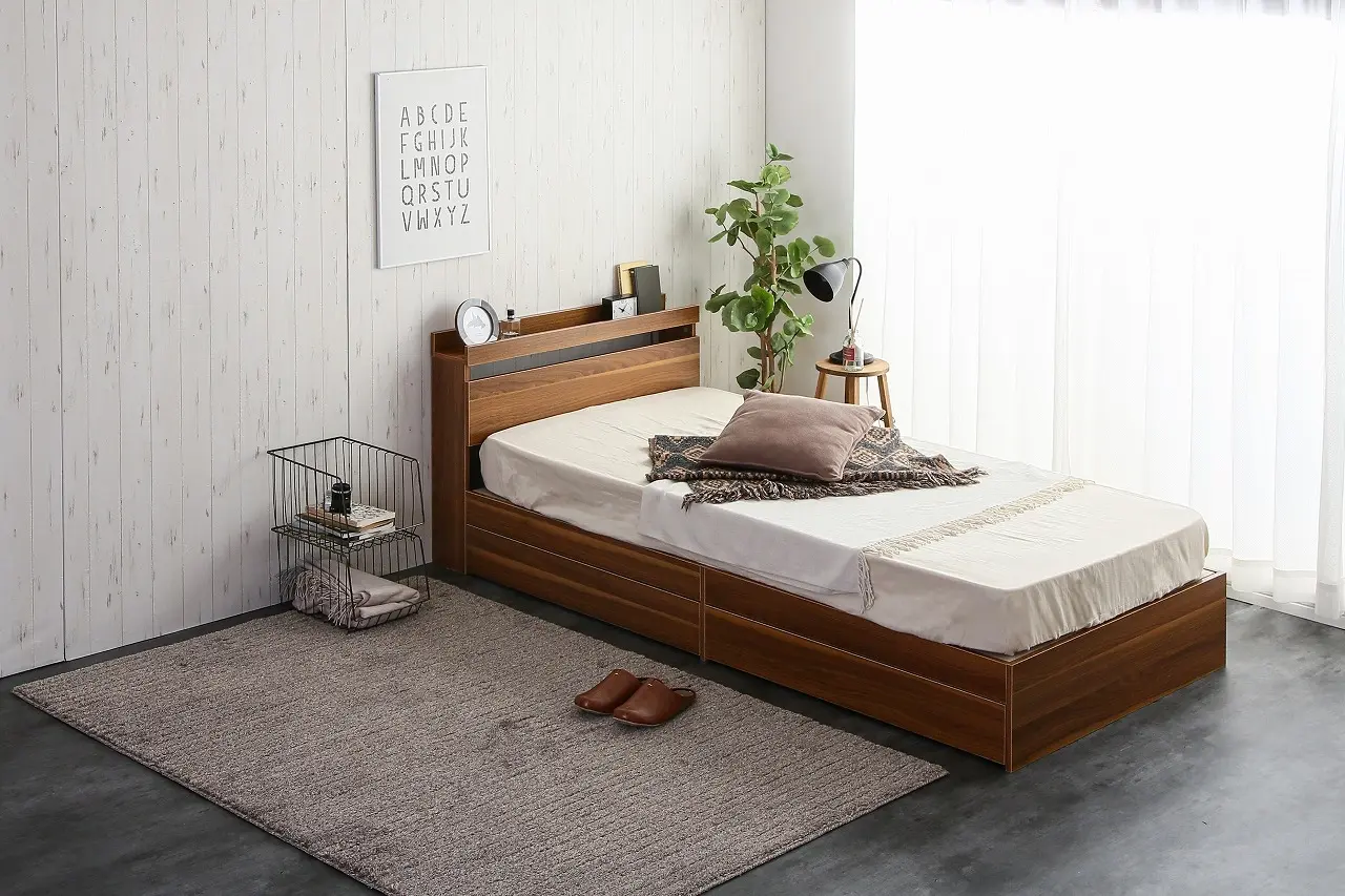 ダブル 収納付きベッドフレーム [幅140/長さ210] | おしゃれな家具