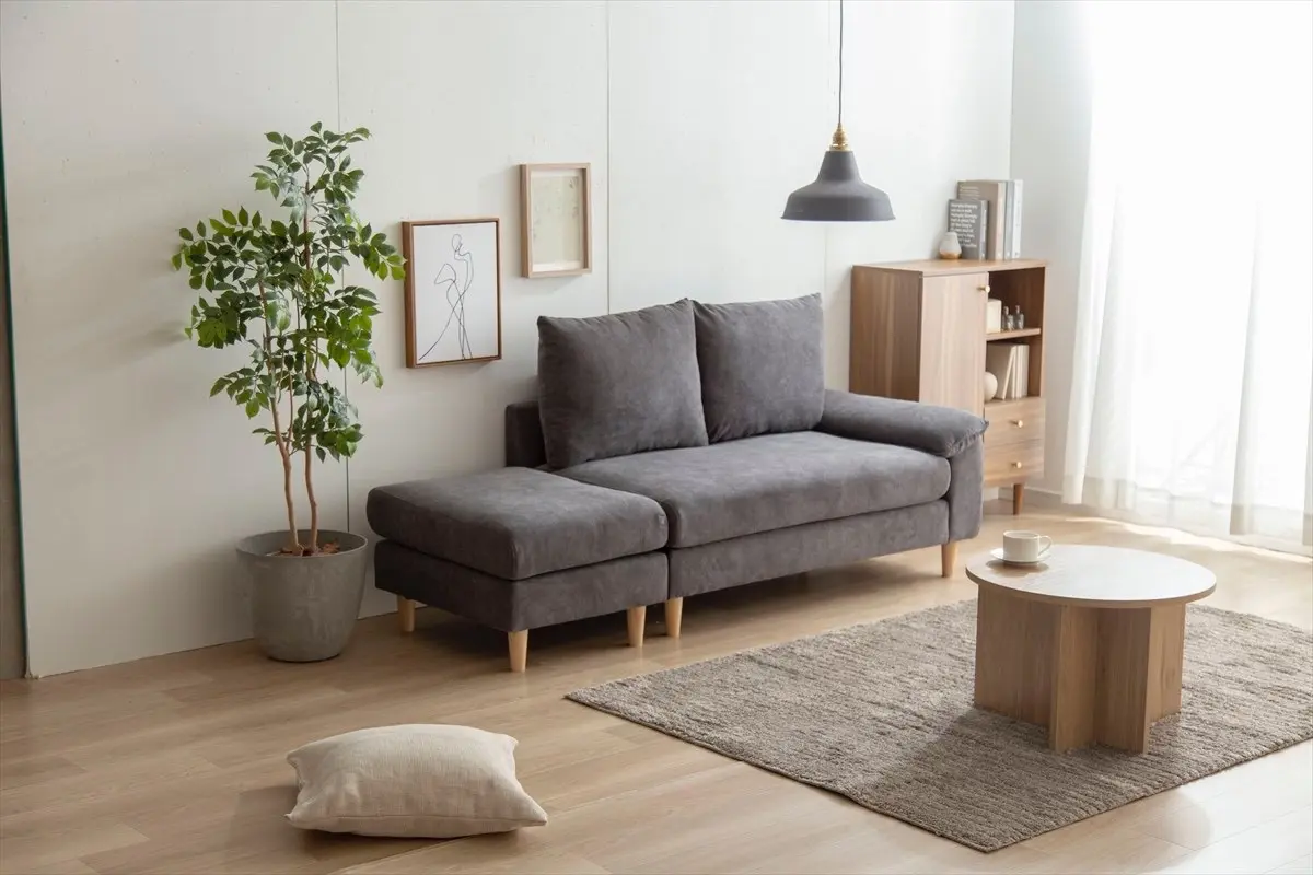 2点セット】Mellow オットマン付き2人掛けカウチソファ | おしゃれな