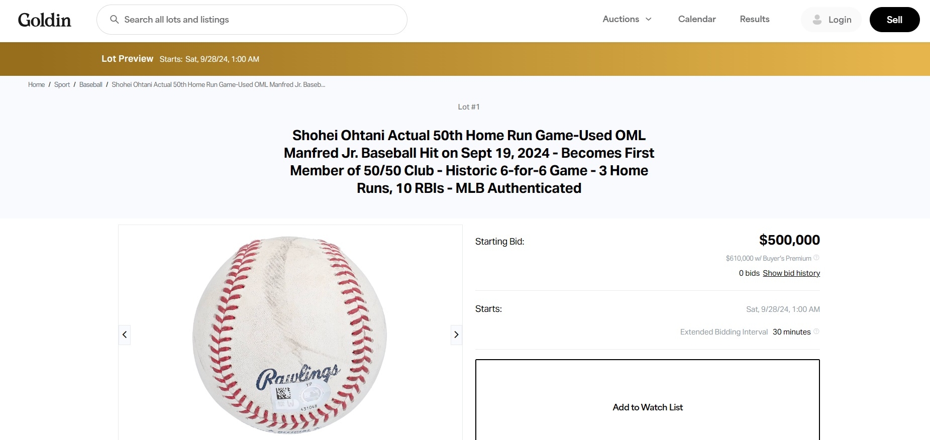 大谷翔平「50号ボール」は史上最高額の可能性 競売での即決価格は6億