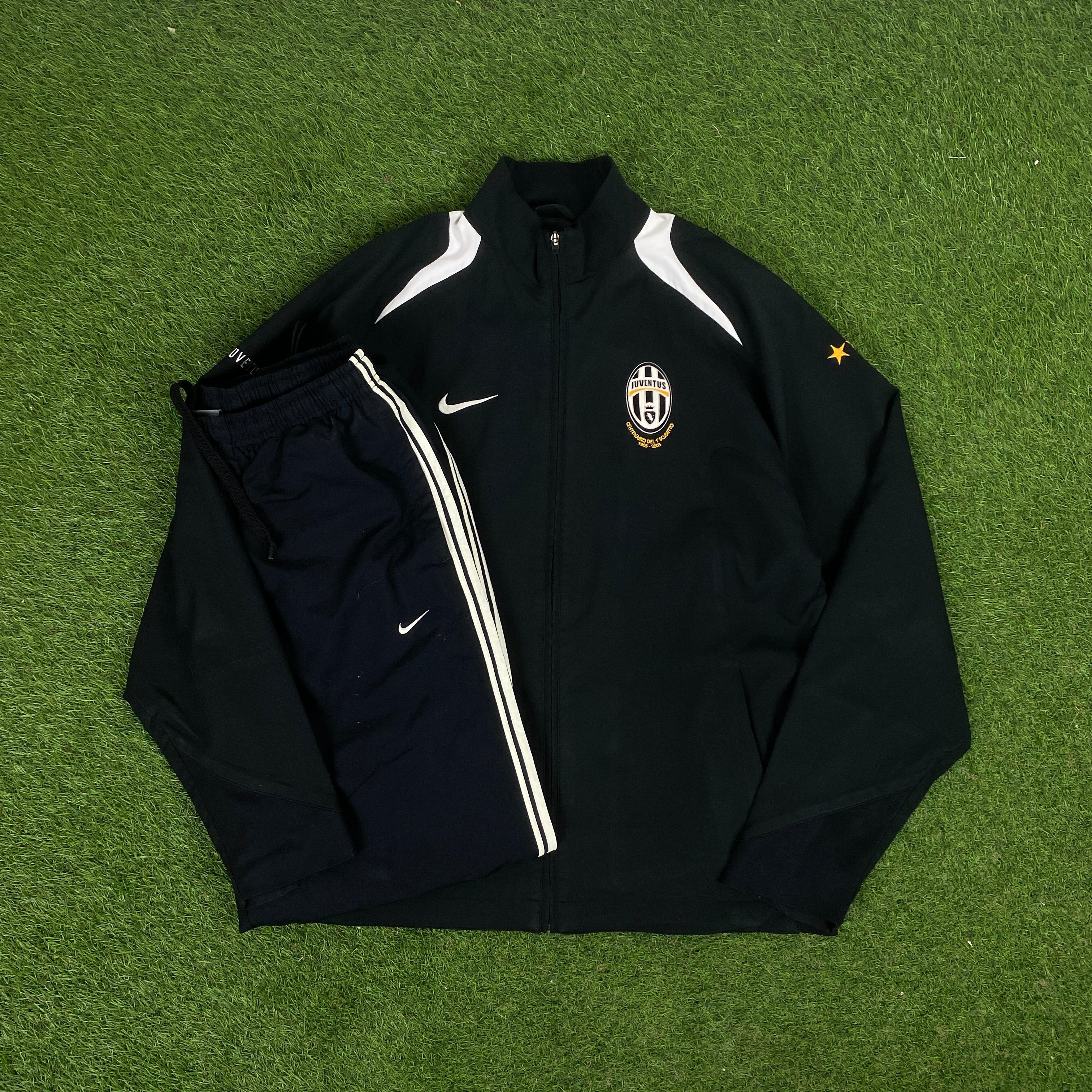 00s Nike Juventus Piping Tracksuit Jacket + Joggers Set Black