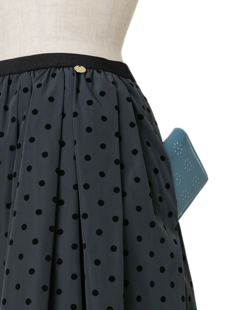 神戸・山の手フロッキードットスカート ダークグレー / TRECODE公式