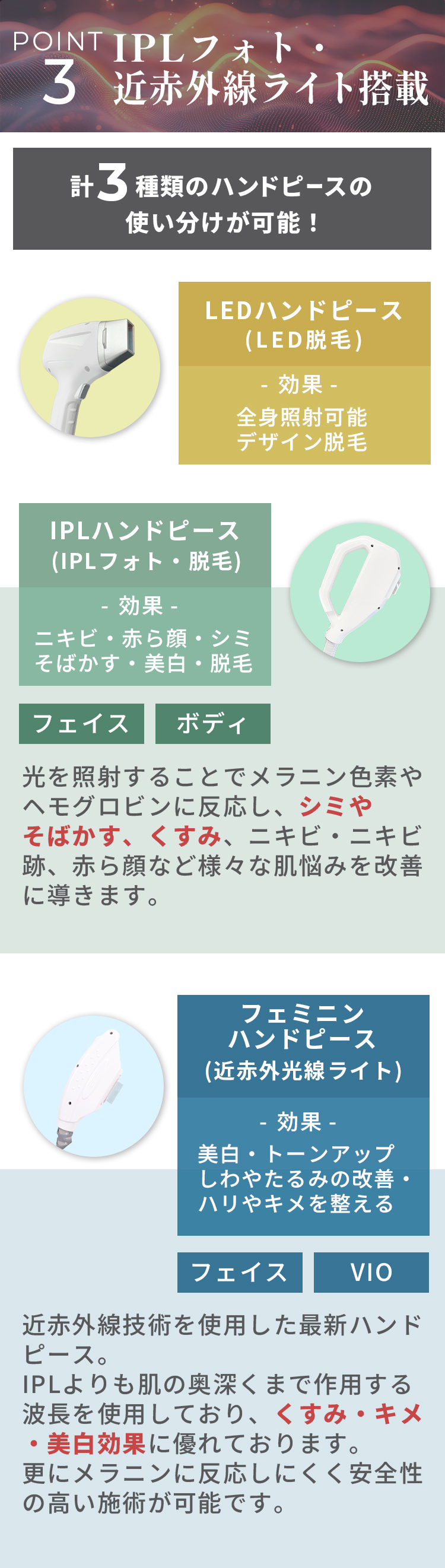 業務用LED脱毛器 クリアスキンLED｜Dr.VISEA