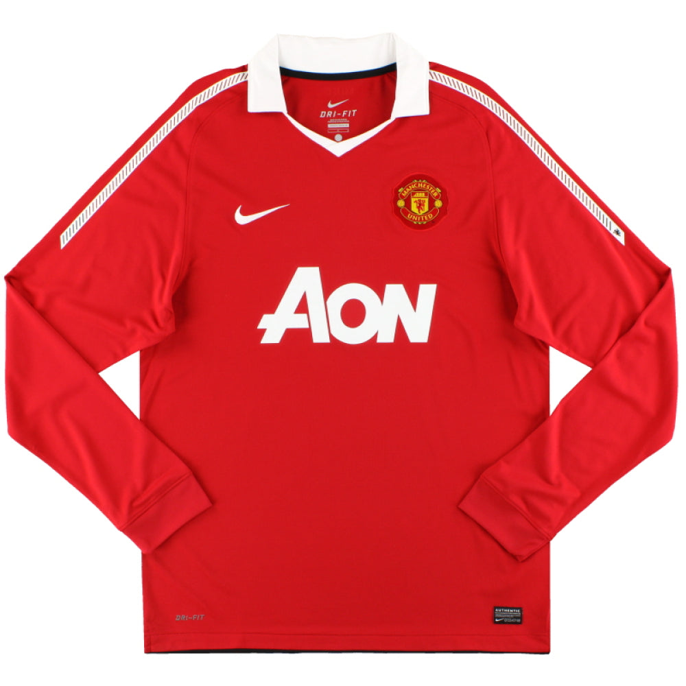 Manchester United 2010-11 Home Long Sleeve Shirt (M) (Excellent