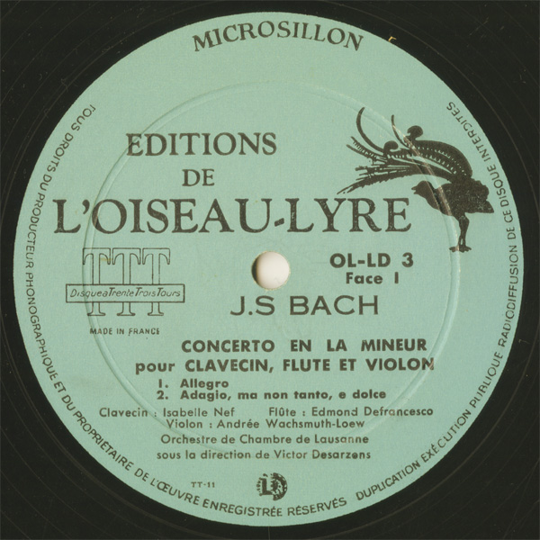 France L'Oiseau-Lyre OL-LD 3