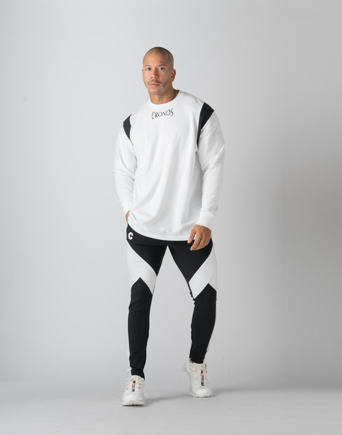 CRONOS SHOULDER REGION LINE LONG SLEEVE T 【WHITE】