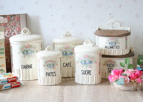 アンティーク 陶器 キャニスター 6点セット － フレンチカントリーの