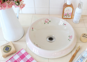 シンク、蛇口 マニー、輸入商品 － フレンチカントリーのバラ柄