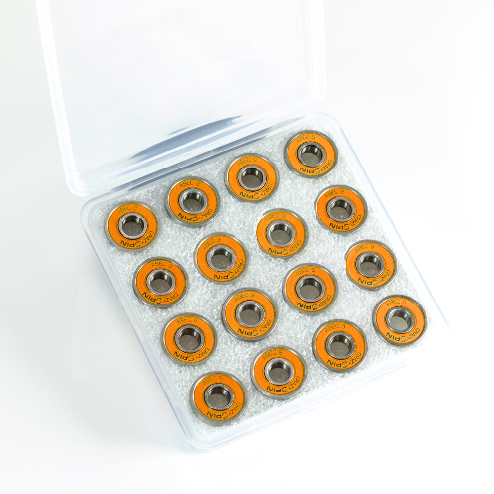 Crazy Skates Spin Orange Bearings | Case of 16 | High-Quality Bearings