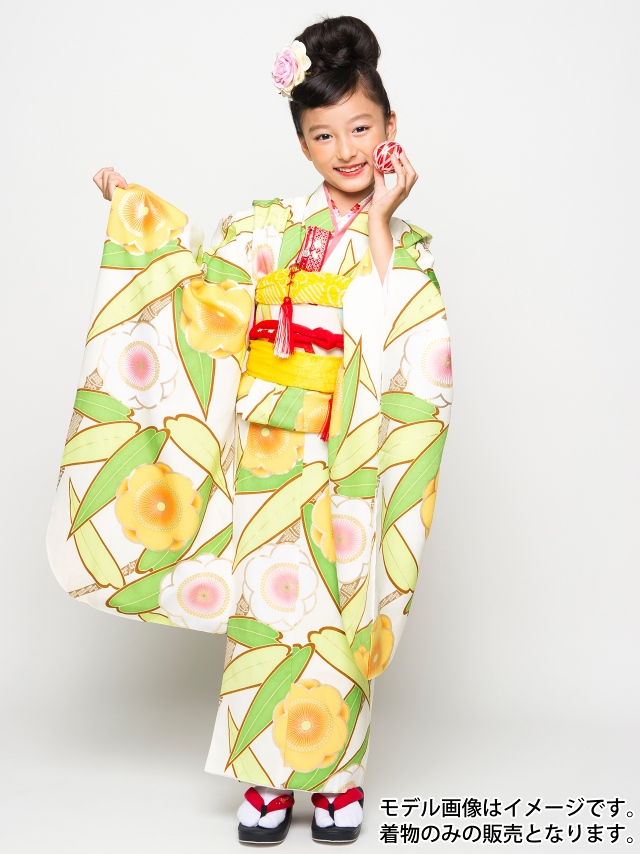 七五三　3歳　女の子　着物　アンティーク　桜模様　黄緑　錦紗　正絹　グリーン 楽天市場】七五三 着物 レンタル 3歳 フルセット アンティーク 正絹