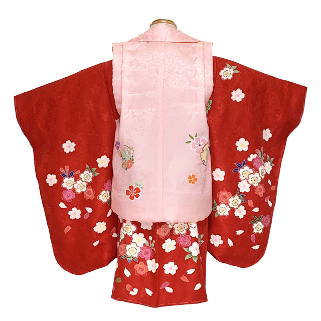 七五三 着物 3歳 正絹 フルセット 女の子 友禅 絵羽柄の着物 被布