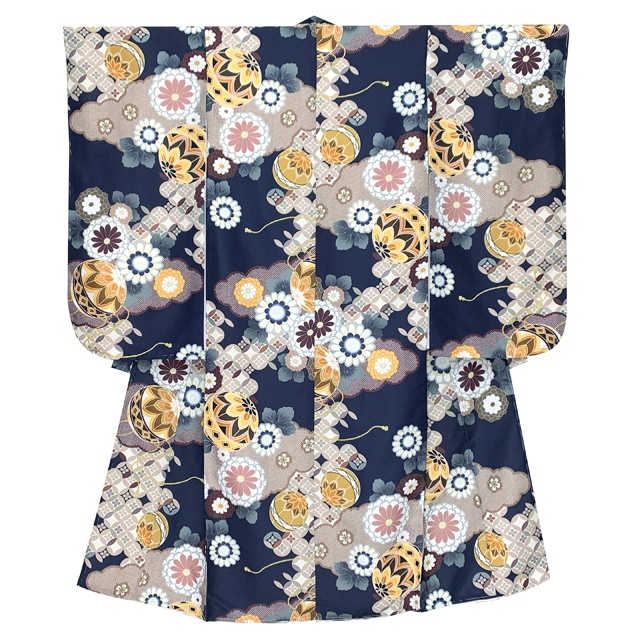 七五三 着物 2025年新作 7歳 女の子用 小紋柄 四つ身 単品 子供着物