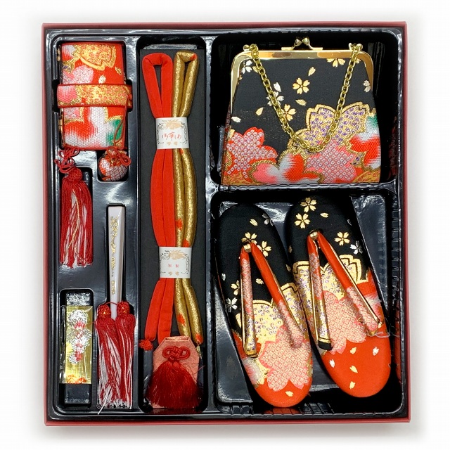 七五三 箱せこセット 7歳 女の子用 金襴 筥迫(はこせこ) 草履 バッグ