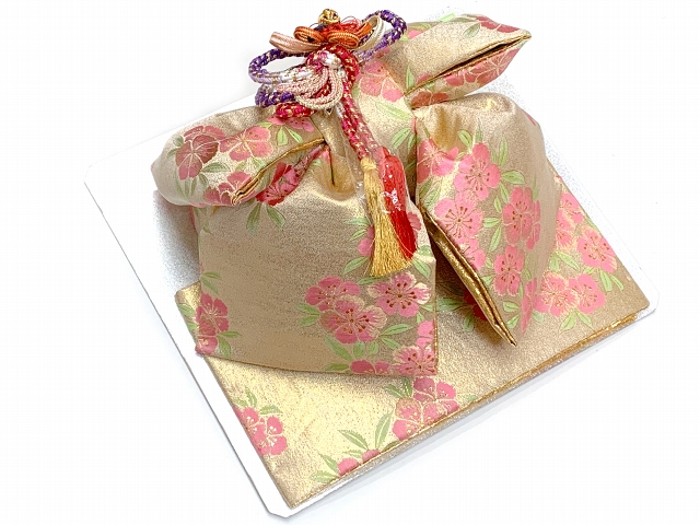 七五三 正絹 結び帯 7歳 女の子 作り帯 単品 日本製【金、なでしこ】