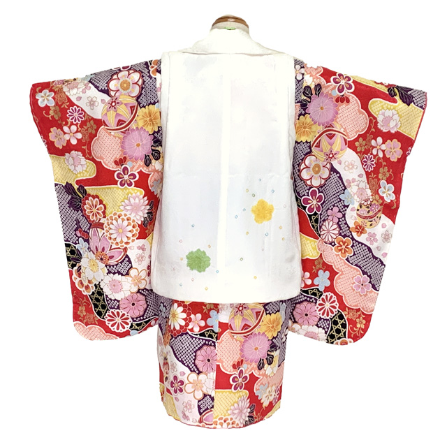 七五三 着物 3歳 フルセット 古典柄 女の子 絞り柄被布コートと三つ身