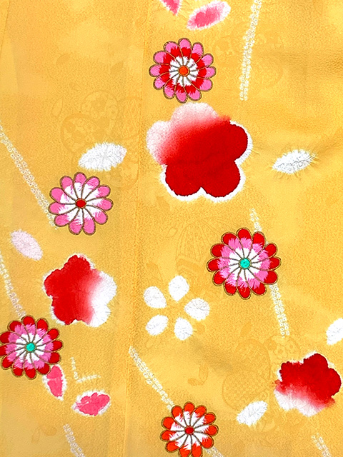 七五三 着物 3歳 女の子 正絹 絵羽柄 本絞り 総刺繍 三ツ身の子供着物