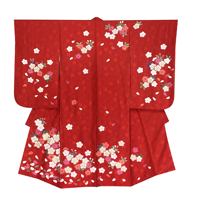 七五三 着物 3歳 女の子 正絹 絵羽柄 手描き友禅 三ツ身の子供着物