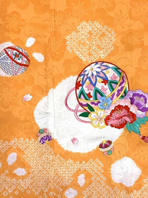 七五三 着物 3歳 女の子 正絹 絵羽柄 本絞り 総刺繍 三ツ身の子供着物