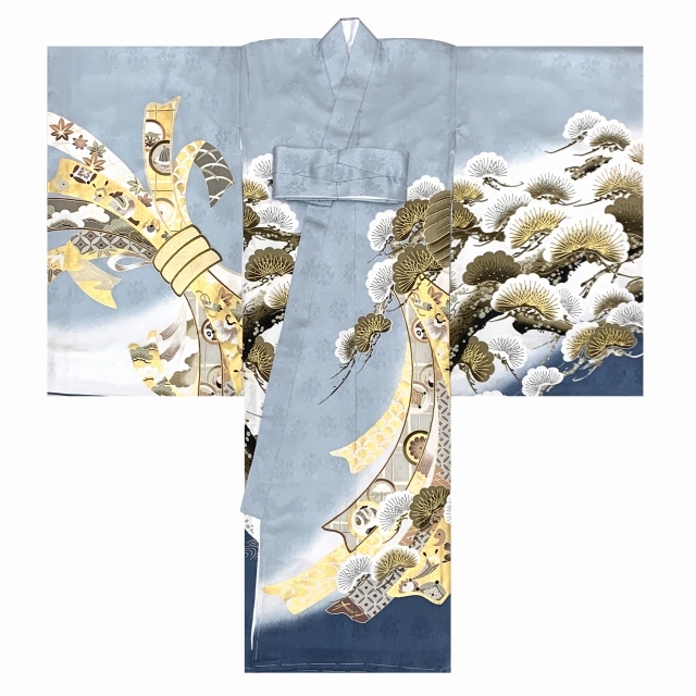 お宮参り 男の子 着物 正絹 金駒刺繍 日本製 赤ちゃんのお祝い着 初着