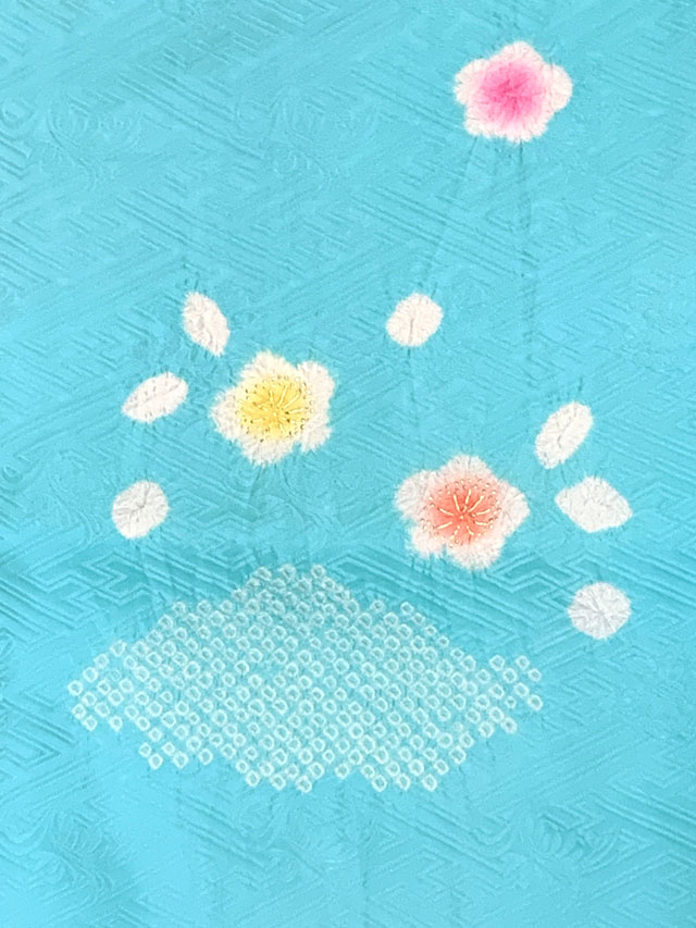 七五三 7歳 女の子用 日本製 正絹 本絞り 手描き友禅 絵羽付け 四つ身