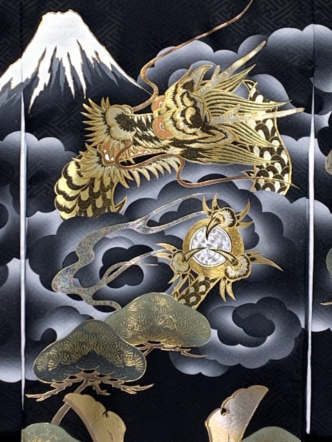 お宮参り 着物 男の子 正絹 日本製 赤ちゃんのお祝い着 盛金・金彩加工